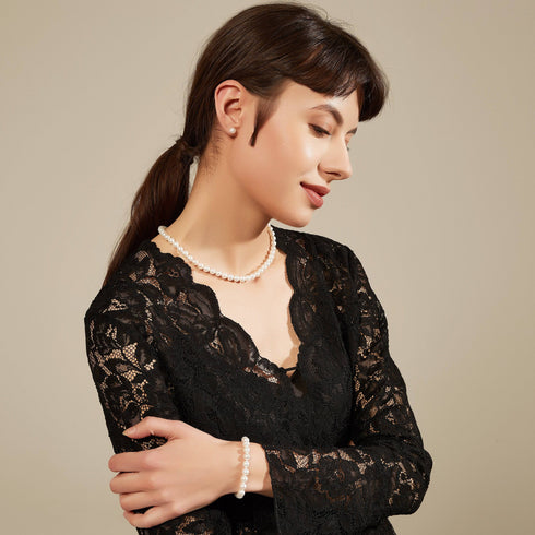 White Freshwater Pearl Necklace,7.5-8mm - House Of Pearls